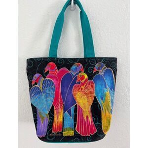 Vintage Laurel Burch Brazilian Birds Medium Tote Bag Boho Artsy 90s Y2K RARE